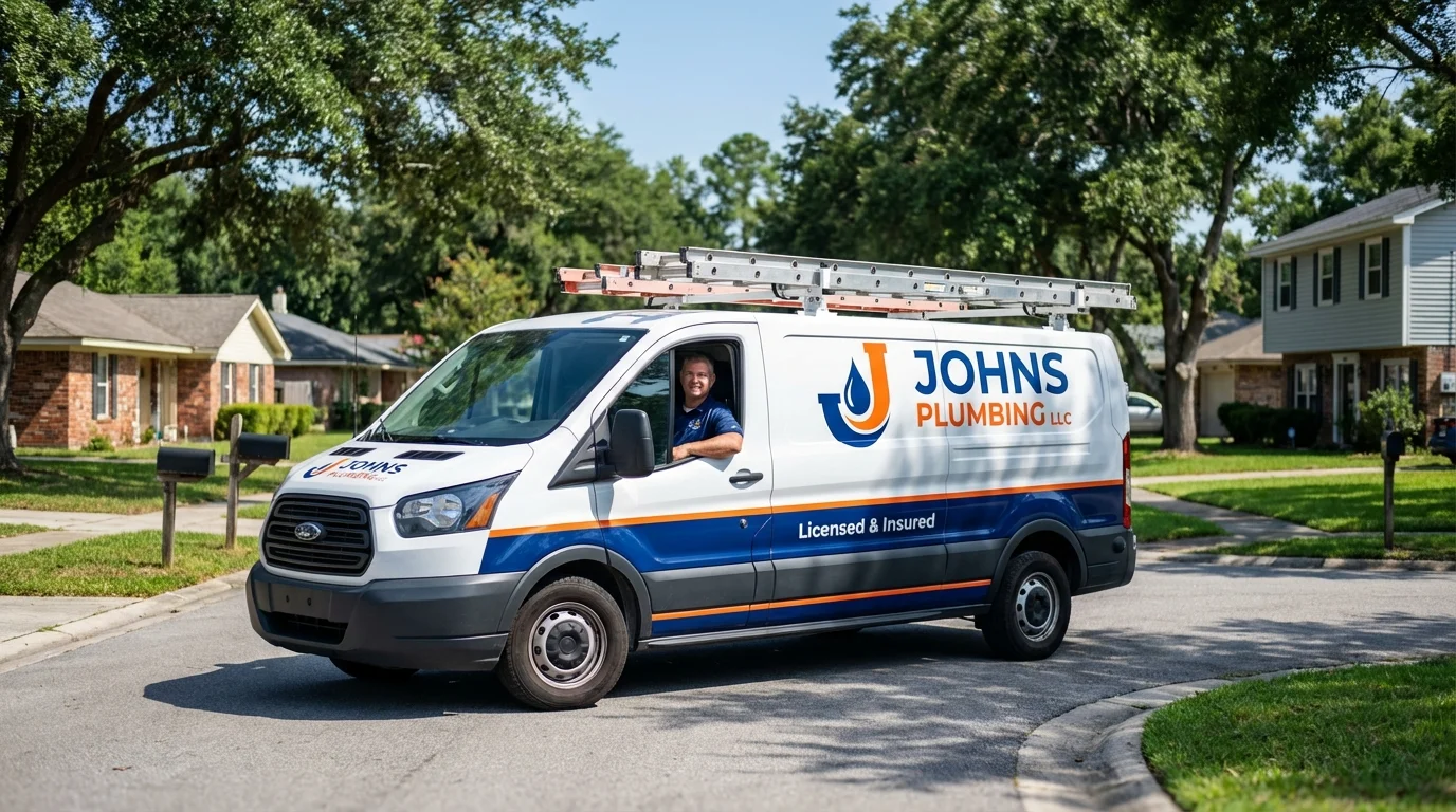 Johns Plumbing LLC service van in Travelers Rest, SC