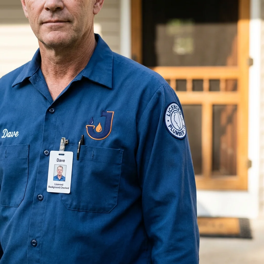 Licensed plumber showing ID badge in Travelers Rest, SC