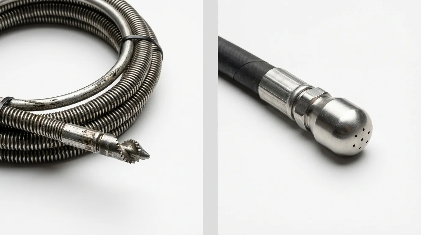 Drain snake cable and hydro jetting nozzle used for drain cleaning in Travelers Rest, SC