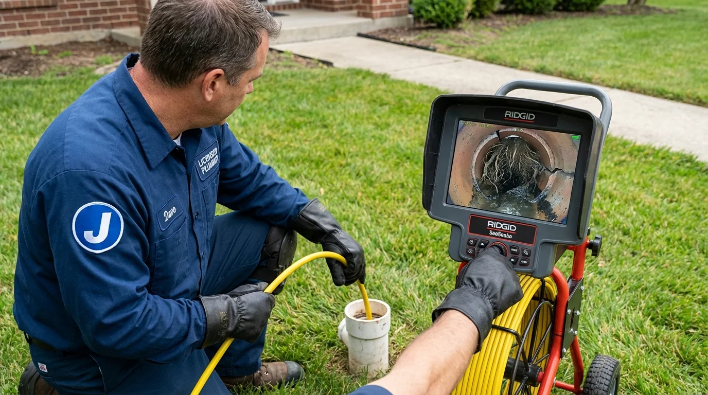 Sewer camera inspection being performed by Johns Plumbing LLC in Travelers Rest